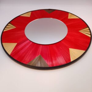 Miroir en marqueterie de paille.